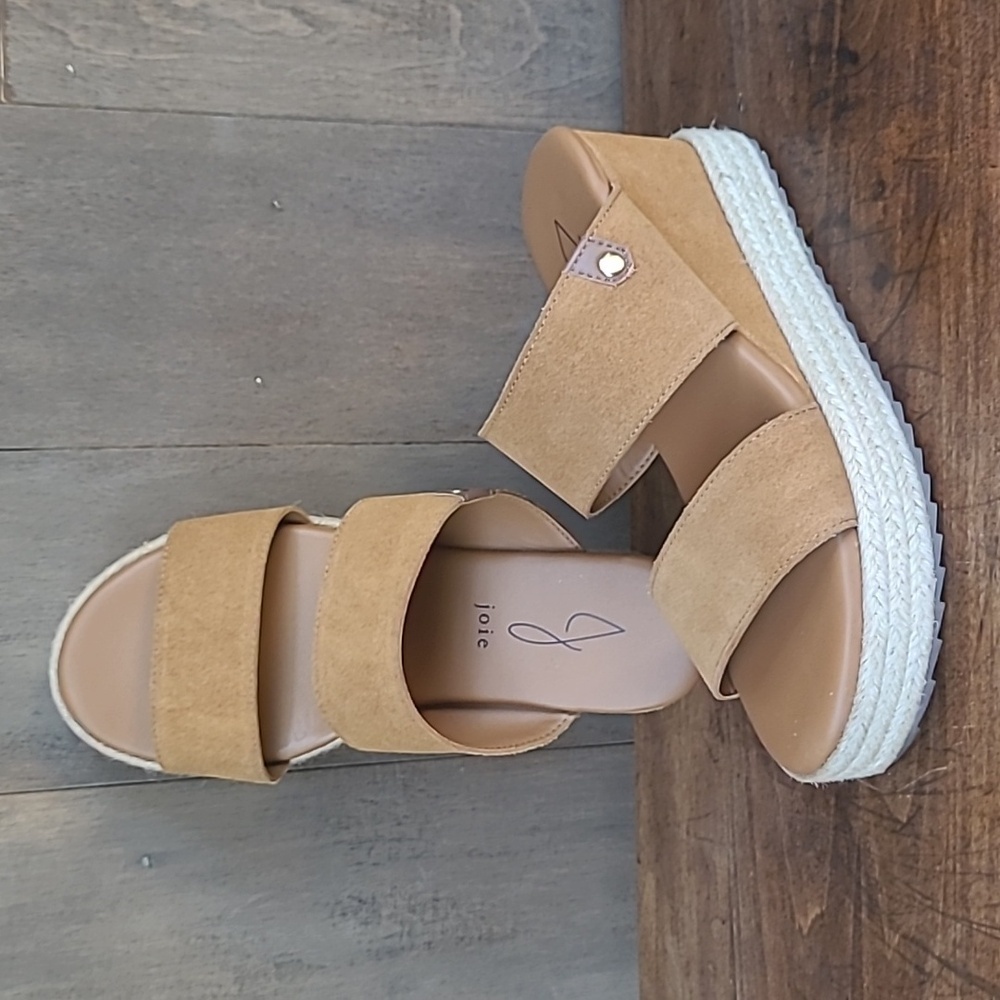 EUC Joie Sandals Women's sz 9 Two Band Suede Espadrille Wedge Slip On Sandal